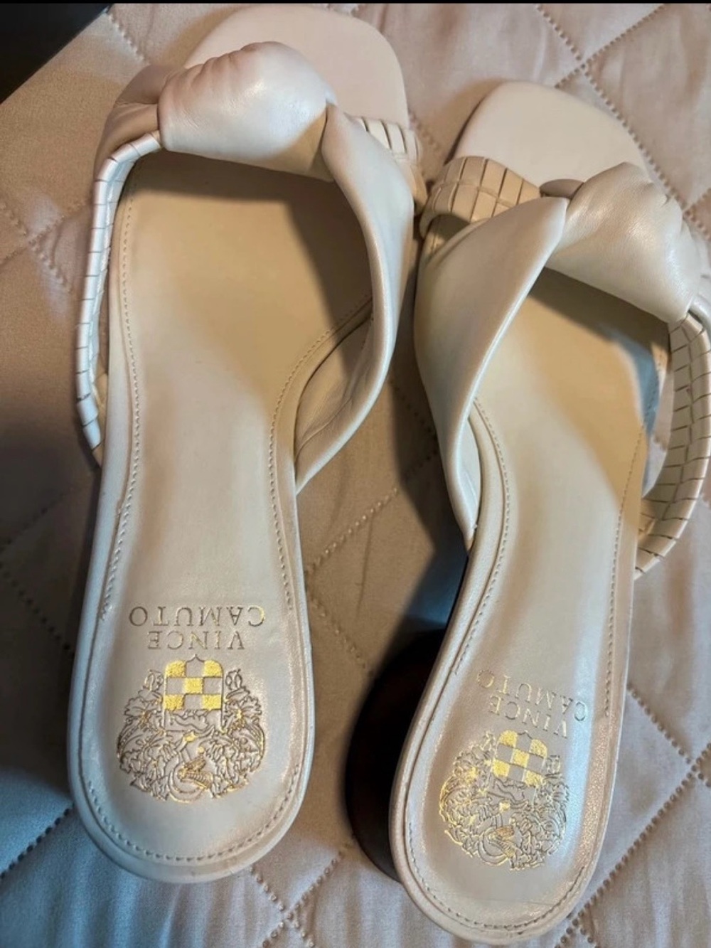Vince Camuto Ivory Knotted Slide Sandals